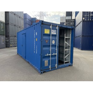 Conteneur de stockage de 20 pieds avec étagères, lumière, porte latérale
