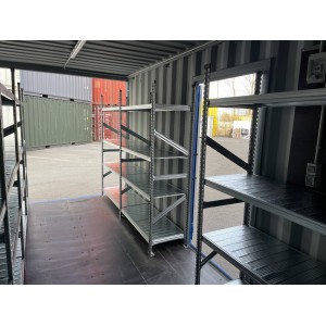 Conteneur de stockage de 20 pieds avec étagères, lumière, porte latérale