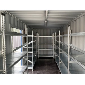 Conteneur de stockage de 20 pieds avec étagères, lumière, porte latérale