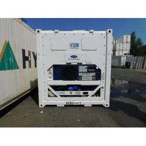 Conteneur réfrigéré de 20 pieds Carrier ML2i construit en 2001 peint en blanc